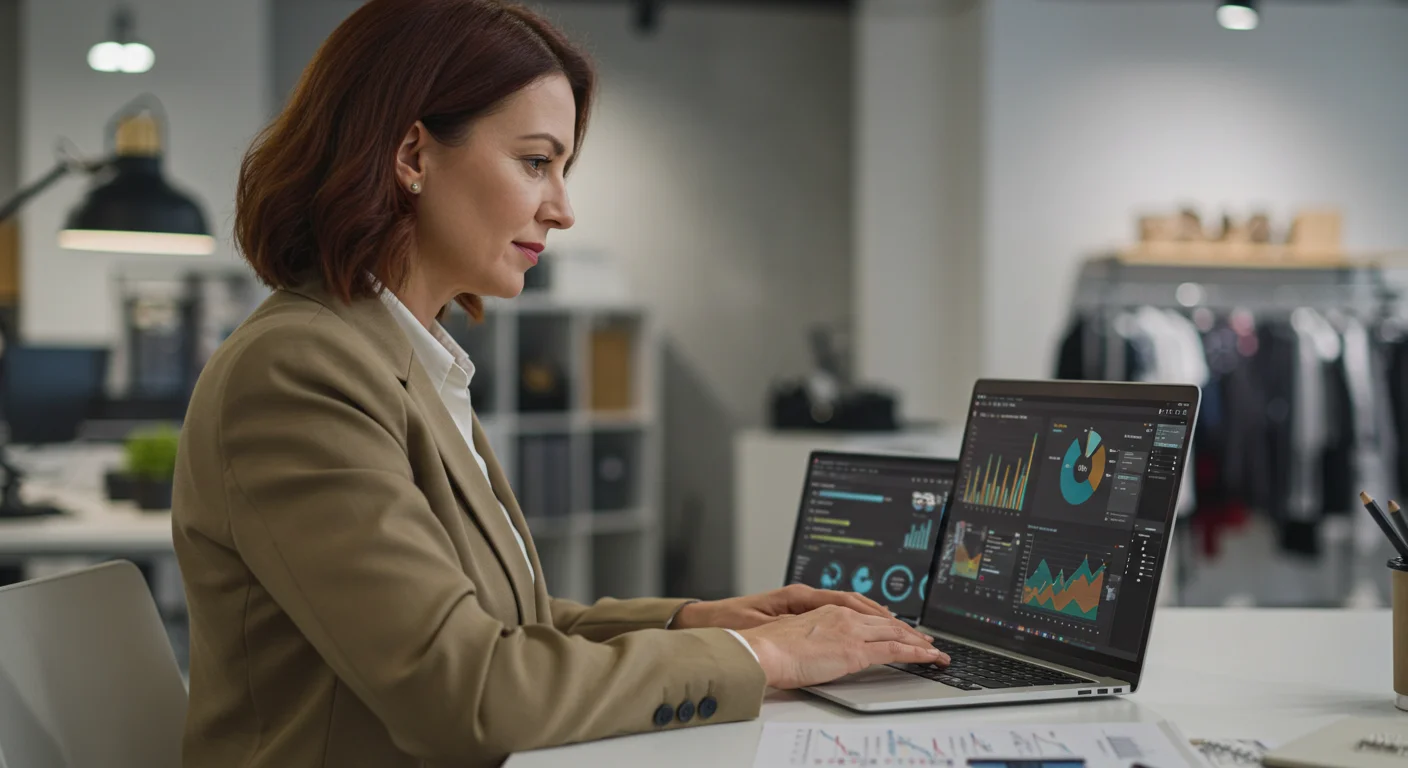 Store manager reviewing De Flow AI retail analytics dashboard
