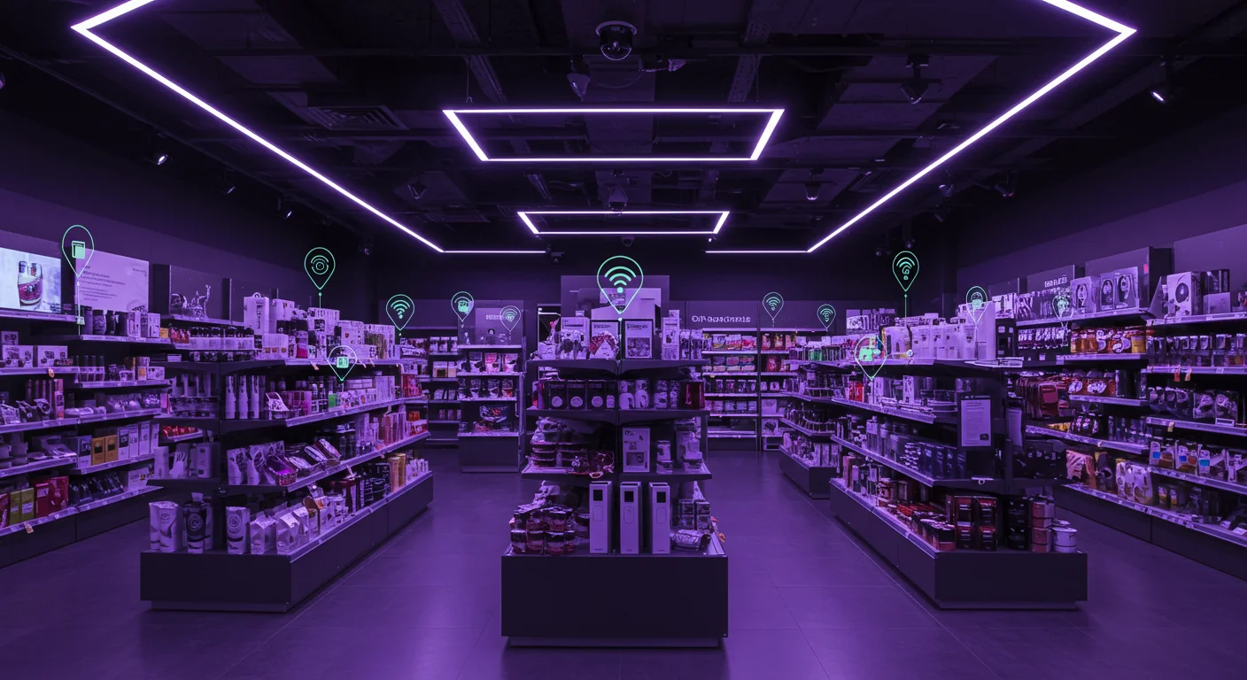 Retail store with AI computer vision security camera overlays